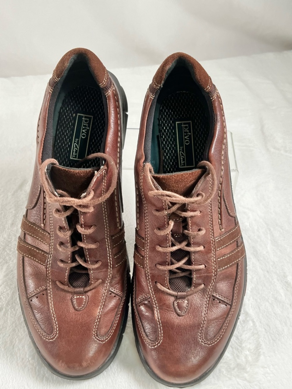 Clark's Privo Brown Leather Suede Lace Up Casual Mens Shoes Size US 11.5 M - Picture 4 of 11